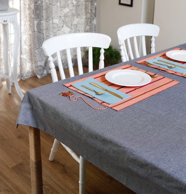 Chambray Cotton Table Cloth Drizzle Grey