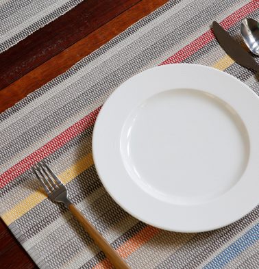 Handwoven Stripe Cotton Table Mats Grey – Set of 6