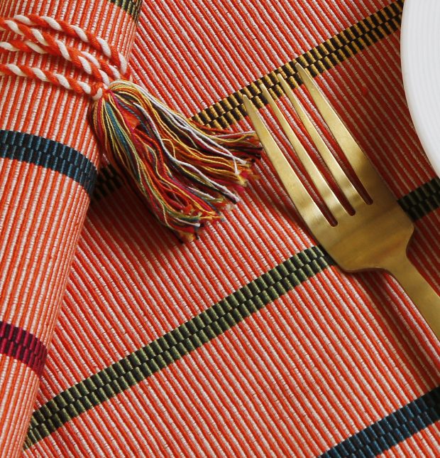 Handwoven Stripe Cotton Table Mats Pink - Set of 6