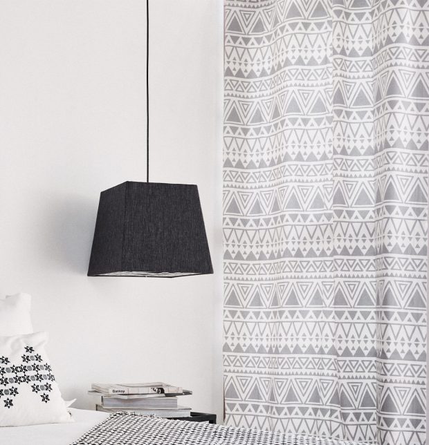 Customizable Curtain, Cotton - Magic Triangle - Grey