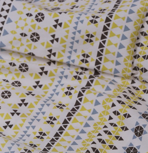 Mosaic Print Cotton Fitted Bedsheet Lemon Yellow