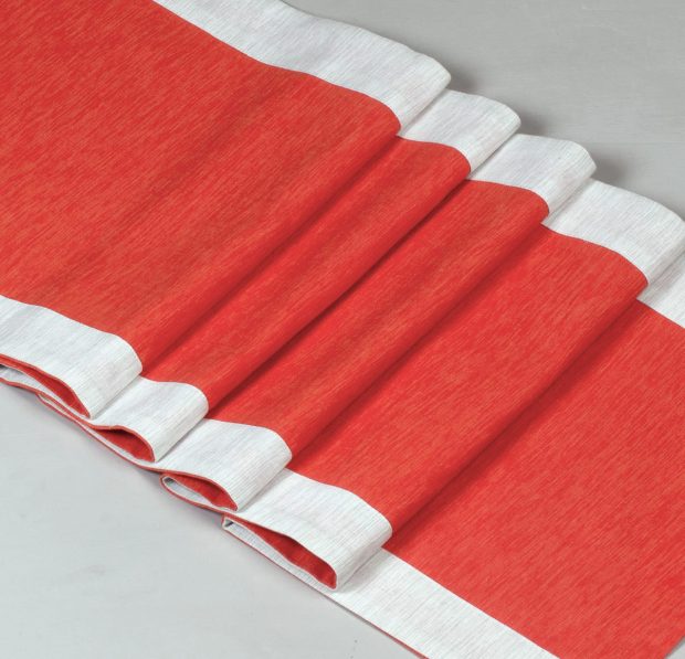 Textura Cotton Table Runner Orange/White 14