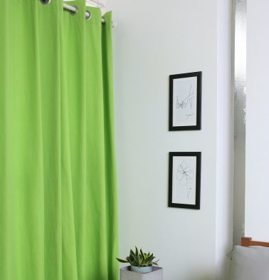 Solid Cotton Curtain Lime Green
