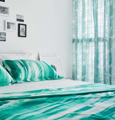 Brushstroke Cotton Bed Sheet – Green- With 2 pillow covers