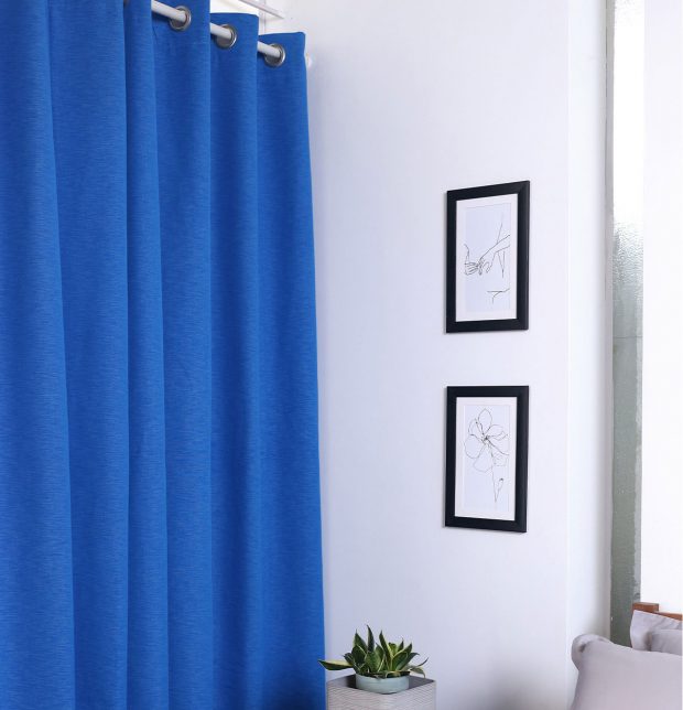 Customizable Curtain, Textura Cotton - Aster Blue