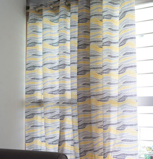 Wave Texture Cotton Curtain Lemon Chrome