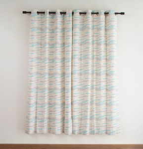 Wave Texture Sea Blue Cotton Curtain