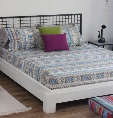 Aztec Cotton Bedsheet - Blue
