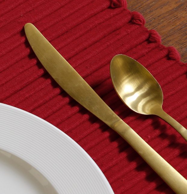 Handwoven Cotton Table Mats Red- Set of 6