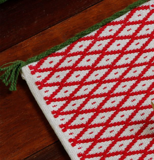 Handwoven Holiday Cotton Table Mats Red/Green - Set of 6
