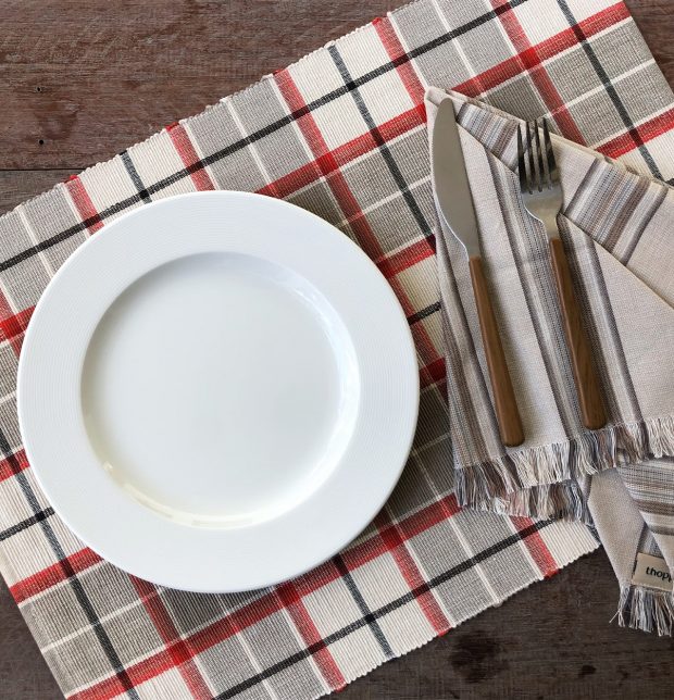 Handwoven Cotton Table Mats Clay Smoke Beige- Set of 6