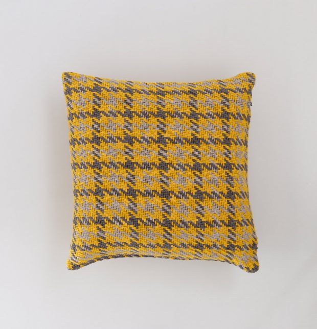 Houndstooth Cotton Cushion cover Yellow Grey 18