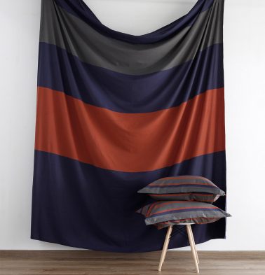 Bold Stripes Cotton Fitted Bedsheet Blue/Orange