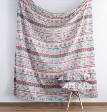 Aztec Print Cotton Fitted Bedsheet Red