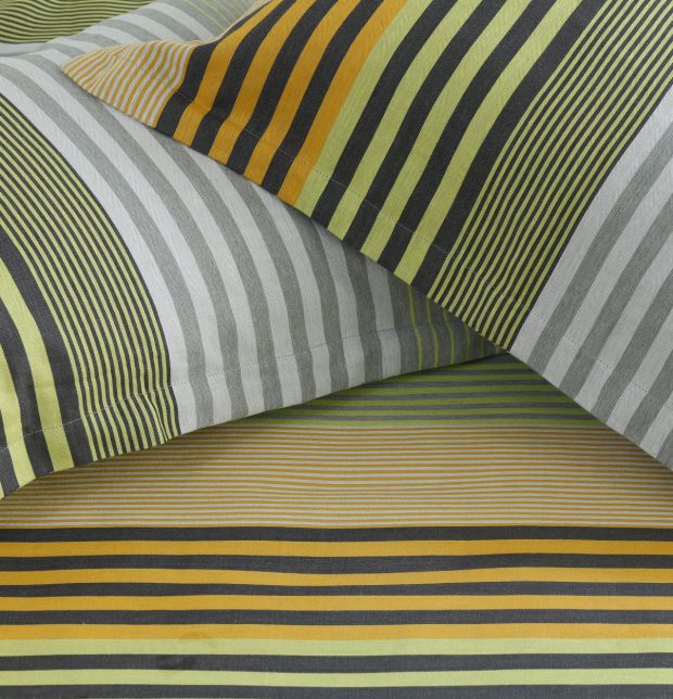 Melange Yellow Stripes Cotton- Fabric Fitted