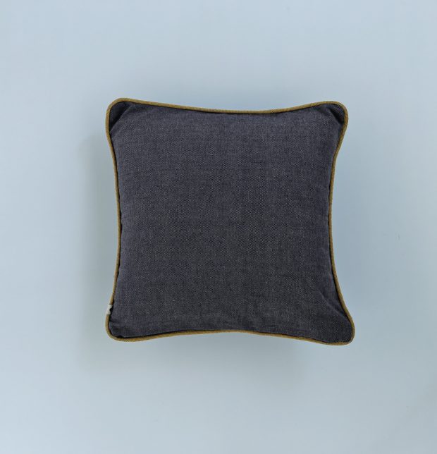 Chambray Cotton Cushion cover Grey/Mustard 16