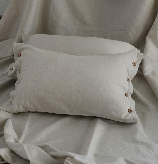 Linen Bed Sheet - Silver Grey- With 2 pillow covers
