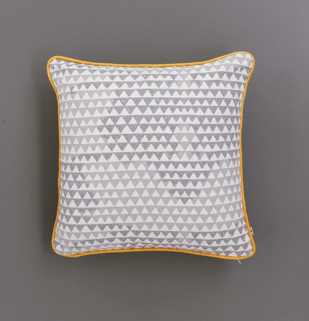 Star Triangle Cotton Cushion cover Grey/Yellow 16