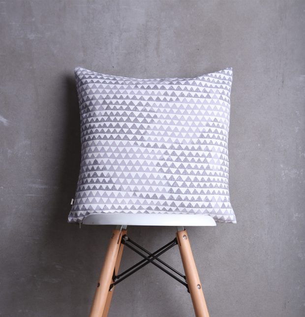 Star Triangles Cotton Cushion cover Grey