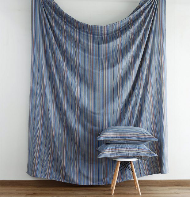 Woven Stripes Cotton Pillow Cover Blue