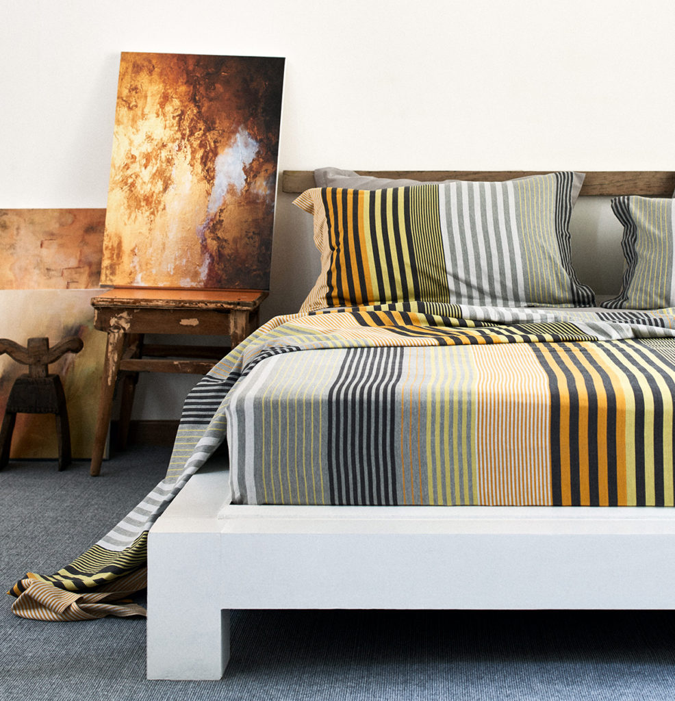 Melange Stripes Cotton Duvet Cover Yellow Thoppia