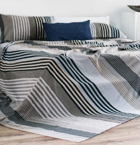 Melange Blue Cotton Stripes Bedsheet
