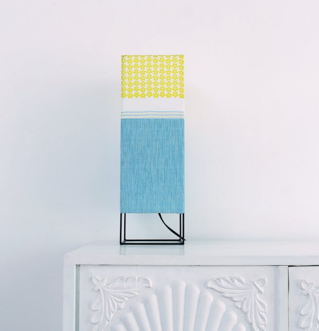 Cuboidal Table Lampshade Teal/Yellow
