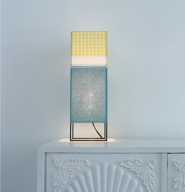 Cuboidal Table Lampshade Teal/Yellow