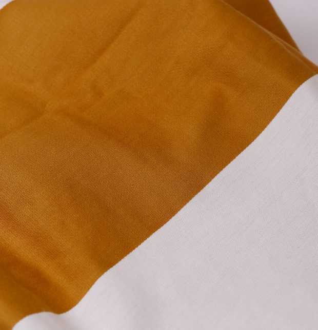 Woven Broad Stripes Cotton Fitted Bedsheet - Mustard