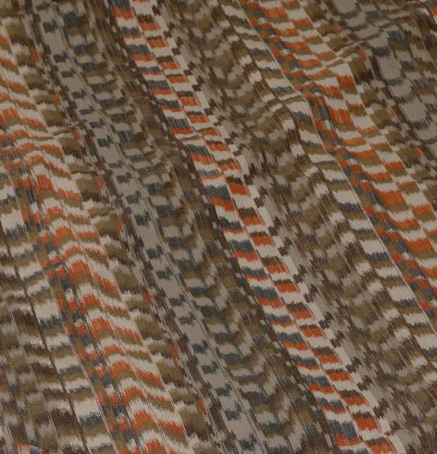 Handwoven Cotton Custom Stitched Cloth Ikat Grey/Orange
