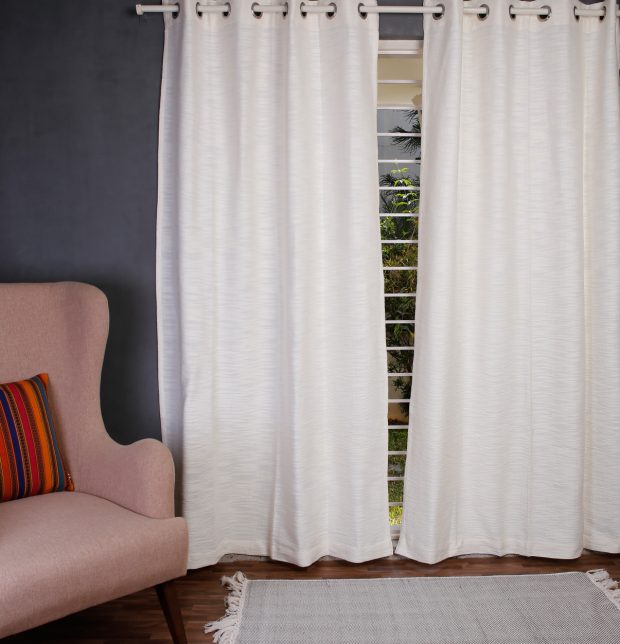 Customizable Curtain, Slub Cotton - White