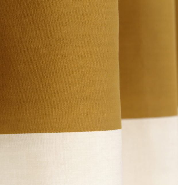 Broad Stripes Cotton Fabric Mustard/White
