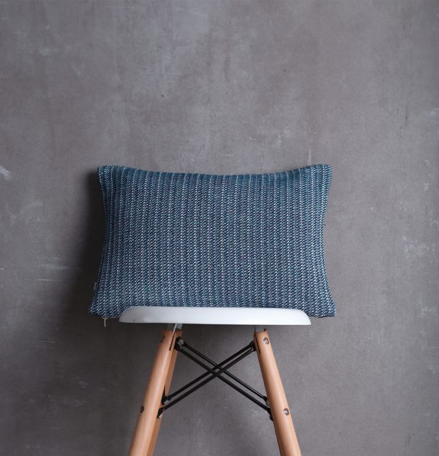 Handwoven Cotton Cushion cover Blue Line 12