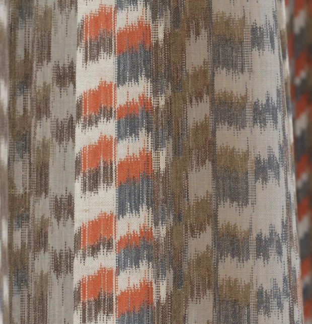 Customizable Handwoven Floor Cushion, Cotton - Ikat - Grey/Orange