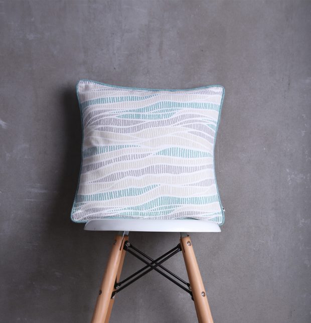 Wave Texture Cotton Cushion cover with piping Sea Blue 16