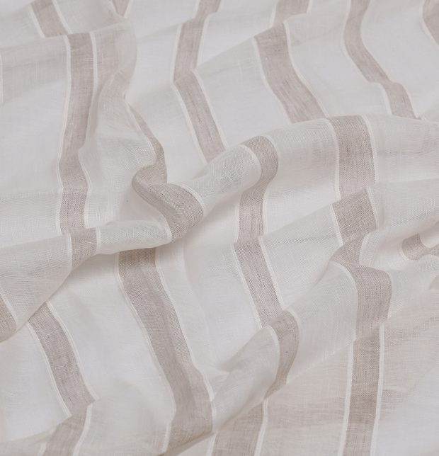 Stripe Linen Fabric White/Beige