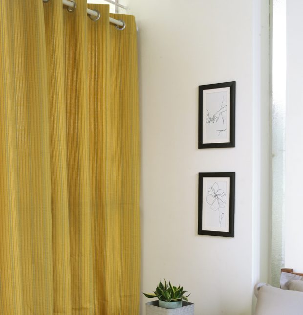 Customizable Curtain, Cotton - Dobby Stripes - Yellow