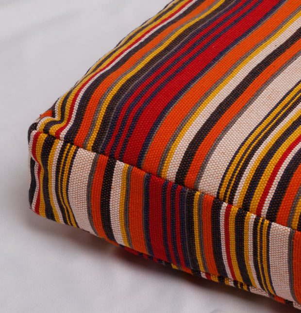 Handwoven Stripe Cotton Floor Cushion Red