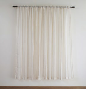 Linen Stripe Custom Curtain White and Beige