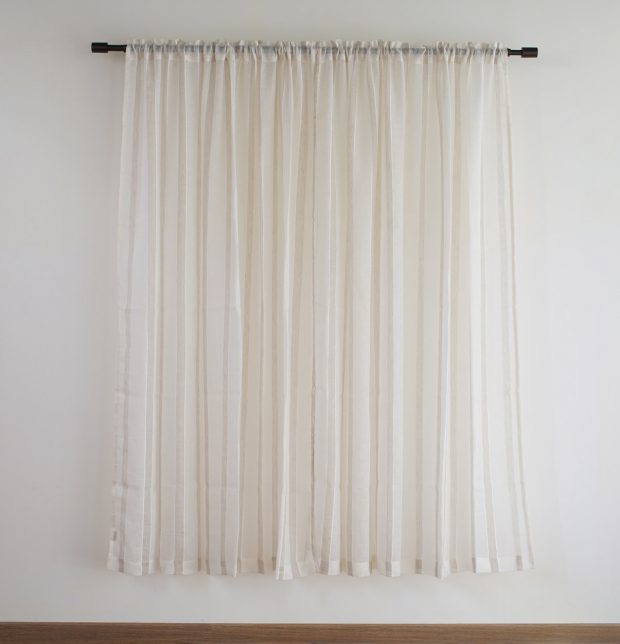 Customizable Linen Curtain - Stripe - White/Beige