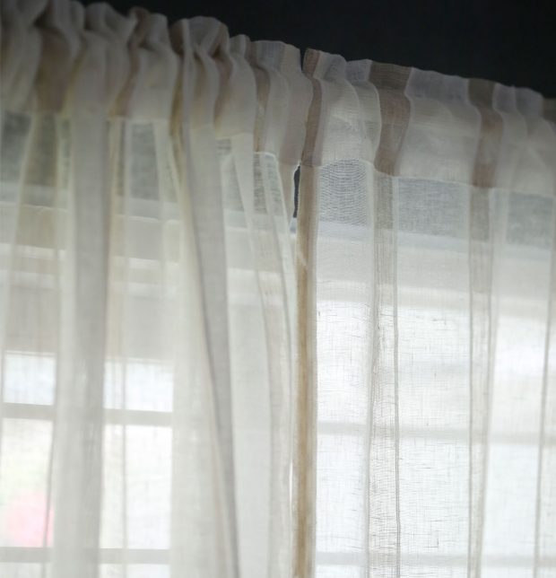 Customizable Linen Curtain - Stripe - White/Beige