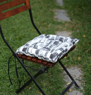 Brush Stroke Cubes Cotton Chairpad Black