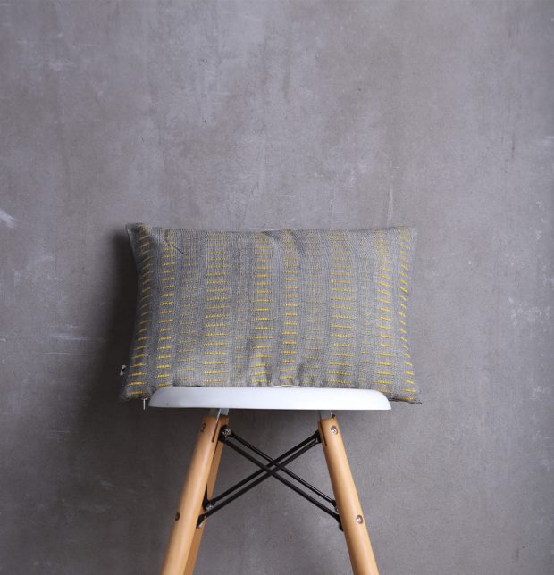Broken Stripes Cotton Cushion cover Yellow/Grey 12