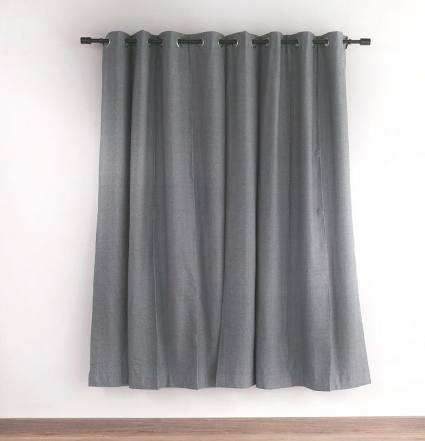 Chambray Cotton Curtain Drizzle Grey