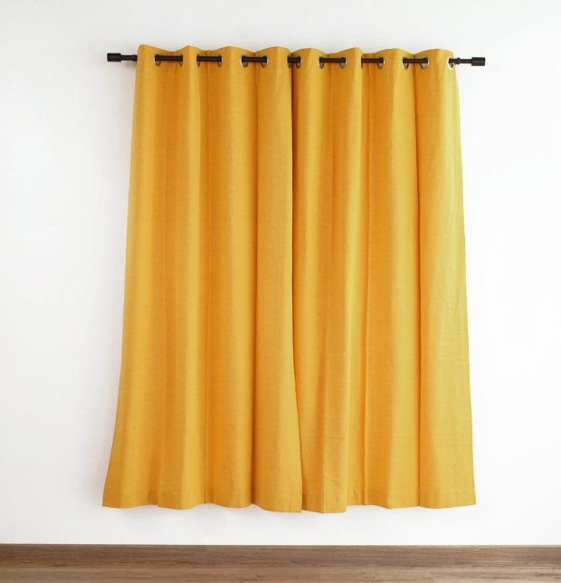 Chambray Cotton Curtain Sunflower Yellow