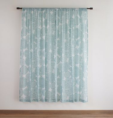 Customizable Sheer Curtain, Cotton - Dreamcatcher - Teal Blue
