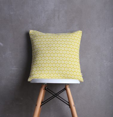 Flora Cotton Cushion cover Lemon Yellow 16x16