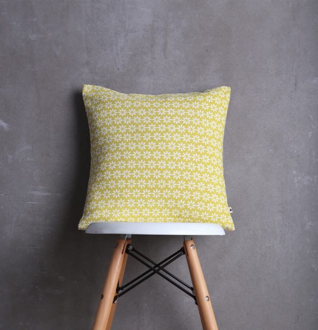 Flora Cotton Cushion cover Lemon Yellow 16