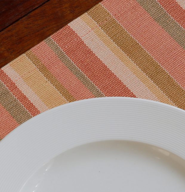 Handwoven Stripe Cotton Table Mats Coral - Set of 6