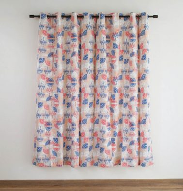Customizable Curtain, Cotton – Scattered – Red Blue